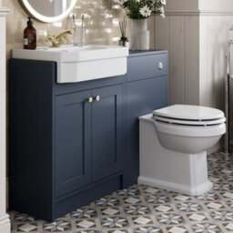 Affine 1120mm Traditional Vanity Basin Unit & Btw Toilet Combi Bathroom Furniture Blue - thumbnail 3