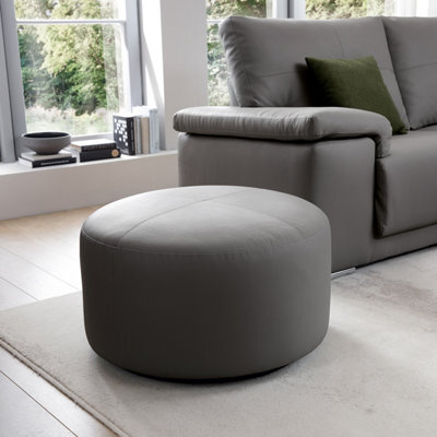 Abakus Direct Texas Round Swivel Footstool In Dark Grey - image 1