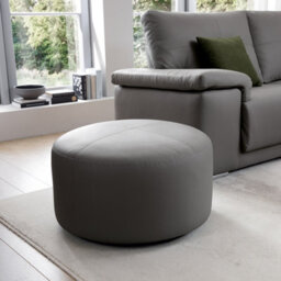 Abakus Direct Texas Round Swivel Footstool In Dark Grey - thumbnail 1