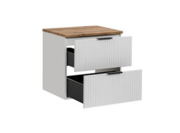 Impact Furniture Bathroom Cabinets 600mm Vanity Unit With Worktop Tallboy Tall Wall Storage White Ribbed Fluted Furniture Set Adel - thumbnail 5