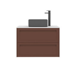 Royal Bathrooms Royal Bathroom Elmore 800mm Terracotta Clay Wall Mounted Bathroom Vanity Unit 2 Drawer Plain White Worktop With Art Square Basin - thumbnail 7