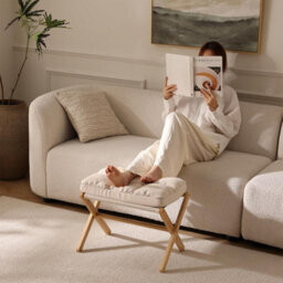 Underdesk Footstool Chair Stool Rectangle Padded Rest Seat Pouffe Bamboo Legs Uk - thumbnail 3