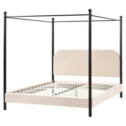 Beliani Four Poster Bed Boucle Dannemois 160 X 200 Cm (Eu King Size) Beige - thumbnail 4