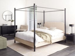 Beliani Four Poster Bed Boucle Dannemois 160 X 200 Cm (Eu King Size) Beige - thumbnail 2