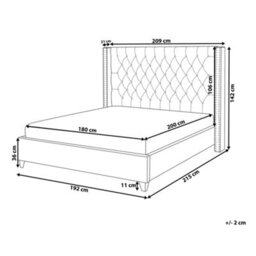 Beliani Bed Velvet Lubbon 180 X 200 Cm (Eu Super King) Beige - thumbnail 3