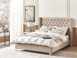 Beliani Bed Velvet Lubbon 180 X 200 Cm (Eu Super King) Beige - thumbnail 2