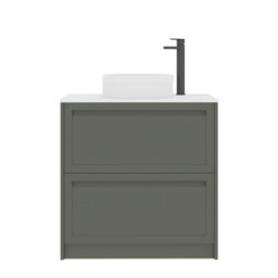 Royal Bathrooms Royal Bathroom Elmore 800mm Matt Green Freestanding Bathroom Vanity Unit 2 Drawer Plain White Worktop With Round Basin - thumbnail 7