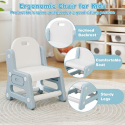 Gainoom Kids Blue Table And Chair Set Height Adjustable Toddler Drawing Table With Tiltable Whiteboard - thumbnail 5