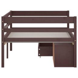 Berkfield Bed Frame With Drawers&cabinet Dark Brown Pinewood 90X200 Cm - thumbnail 5