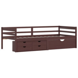 Berkfield Bed Frame With Drawers&cabinet Dark Brown Pinewood 90X200 Cm - thumbnail 3
