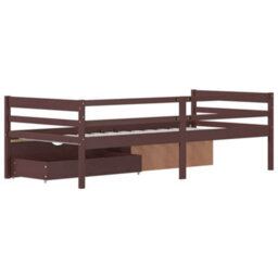 Berkfield Bed Frame With Drawers&cabinet Dark Brown Pinewood 90X200 Cm - thumbnail 6