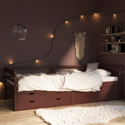 Berkfield Bed Frame With Drawers&cabinet Dark Brown Pinewood 90X200 Cm - thumbnail 1