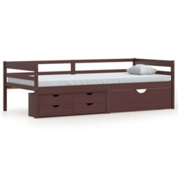 Berkfield Bed Frame With Drawers&cabinet Dark Brown Pinewood 90X200 Cm - thumbnail 2