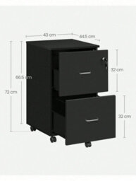 Songmics 2-Drawer File Cabinet, Locking Filing Cabinet For Home Office, Small Rolling File Cabinet, Printer Stand - thumbnail 5