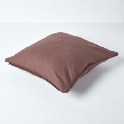 Homescapes Cotton Plain Chocolate Cushion Cover, 60 X 60 Cm - thumbnail 3