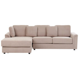 Beliani Corner Sofa 4 Seater Kohlo Fabric Taupe Right Hand - thumbnail 1