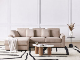 Beliani Corner Sofa 4 Seater Kohlo Fabric Taupe Right Hand - thumbnail 2