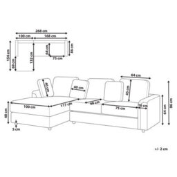 Beliani Corner Sofa 4 Seater Kohlo Fabric Taupe Right Hand - thumbnail 3