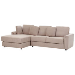 Beliani Corner Sofa 4 Seater Kohlo Fabric Taupe Right Hand - thumbnail 4