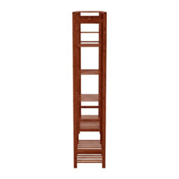 Thehotsale Brown Wooden Clothes Rack With Side Hooks And 6 Shelves - thumbnail 6