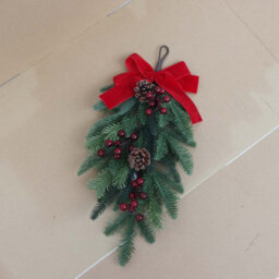 CLEFFNS 50Cm Christmas Teardrop Swag Artificial Wreath For Home Wall Door Hanging Decor - thumbnail 3