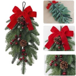CLEFFNS 50Cm Christmas Teardrop Swag Artificial Wreath For Home Wall Door Hanging Decor - thumbnail 5