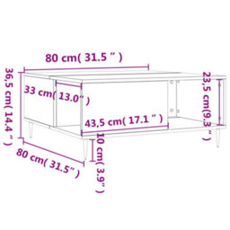 Berkfield Coffee Table Grey Sonoma 80X80X36.5 Cm Engineered Wood - thumbnail 9