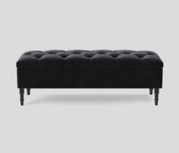 Alyana Ottoman Bench With Storage And Turned Wooden Legs, 137Cm Wide Ottoman Box - Black Plush Velvet - thumbnail 3