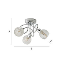 3 Way Chrome Ceiling Light With Swirl Glass Shades - thumbnail 3