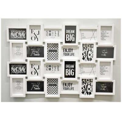 Biznest 24 Picture Multi Aperture Zig Zag Style Photo Frame For 24 Photos Holds 6X4 Home Decoration, Living Room, Bedroom White
