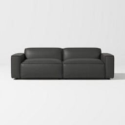 Valencia Nathan Full Aniline Leather Lounge Modular Loveseat Sofa Black Fsc Pine Wood Top Stitched Seam - thumbnail 6