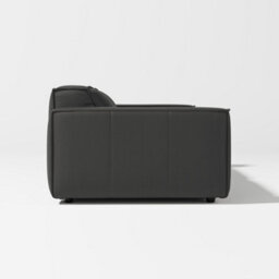 Valencia Nathan Full Aniline Leather Lounge Modular Loveseat Sofa Black Fsc Pine Wood Top Stitched Seam - thumbnail 7