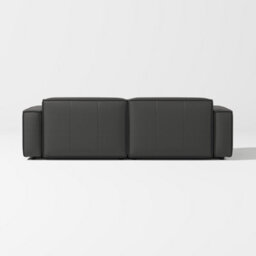 Valencia Nathan Full Aniline Leather Lounge Modular Loveseat Sofa Black Fsc Pine Wood Top Stitched Seam - thumbnail 8