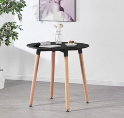 Life Interiors 5Pcs Dining Set - A Black Round Dining Table & Set Of 4 Black Lorenzo Tulip Chairs With Padded Seat - thumbnail 3