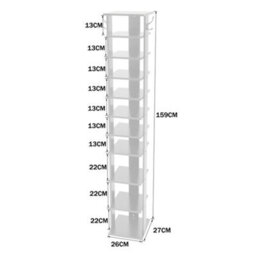 Living And Home 10 Tiers White Vertical Household Space Saving Shoe Rack Shoe Storage Shelf Unit With Side Hooks - thumbnail 5