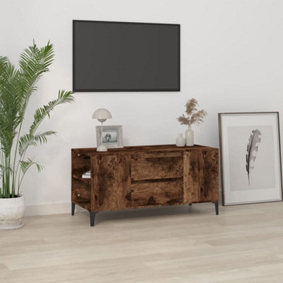 Berkfield Tv Cabinet Smoked Oak 102X44.5X50 Cm Engineered Wood - image 1