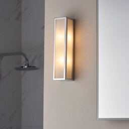 Anson Lighting Nayland Chrome With Frosted Glass Contemporary 2 Light Bathroom Wall Light - thumbnail 3