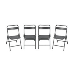 Sweeek - Set Of 4 Folding Steel Garden Chairs Anthracite 44.3X49X79.7 Cm - Amelia - thumbnail 2