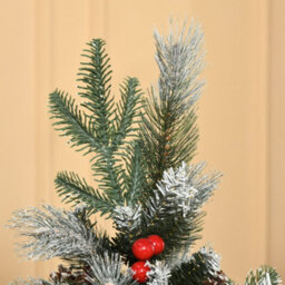 Homcom 5Ft Artificial Snow Dipped Christmas Tree Xmas Holiday Pencil Tree Green - thumbnail 8