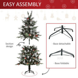 Homcom 5Ft Artificial Snow Dipped Christmas Tree Xmas Holiday Pencil Tree Green - thumbnail 5