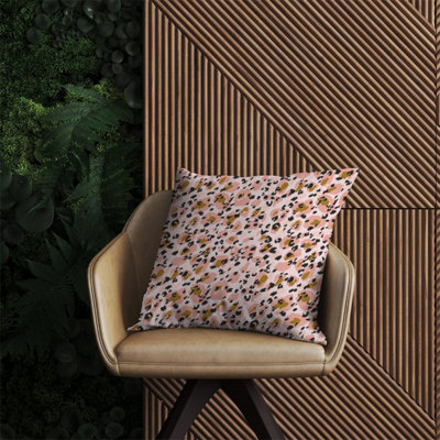 Warren Reed Designer Hand Drawn Pink Leopard Print Outdoor Cushion 60Cm X 60Cm