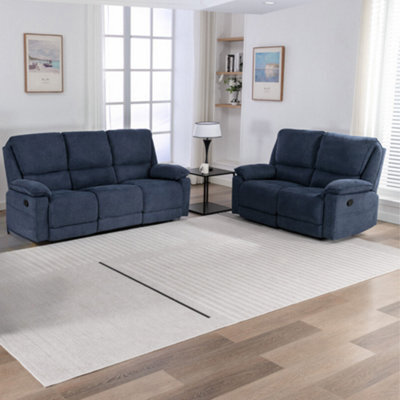 More4Homes Sydney 2+3 Seater Fabric Manual Recliner Sofa Set Blue - image 1