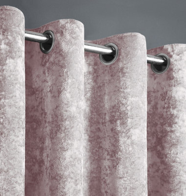 Intimates Luxury Velvet Drapes Ring Top Curtains - Fully Lined, Thermal Perfect For Modern Decor And Sophisticated Style - Blush Pink