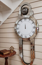 Biznest Full Mirrored Grandfather Round Style Large Wall Clock Sparkly Silver Mirrored - thumbnail 2