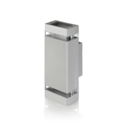 Auraglow  Large Outdoor Double Up & Down Wall Light - Chilton - Square - Silver - Cool White - thumbnail 5