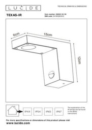 Lucide Texas-Ir Modern Wall Spotlight Outdoor, Pir Sensor - Led - 1X7W 3000K - Ip54 - Anthracite - thumbnail 6