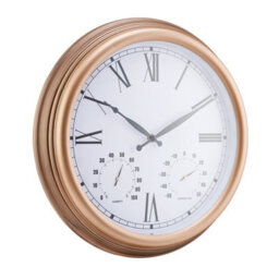 Vintage Design Garden Clock - Battery Powered Waterproof Wall Clock With Hygrometer & Thermometer - 38Cm Diameter, Copper - thumbnail 5