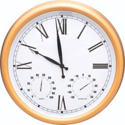 Vintage Design Garden Clock - Battery Powered Waterproof Wall Clock With Hygrometer & Thermometer - 38Cm Diameter, Copper - thumbnail 4