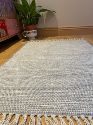Second Nature Online Hush Hand Loomed Soft Cotton Rug In Muted Colours / 120 X 180 Cm / Pale Grey - image 1