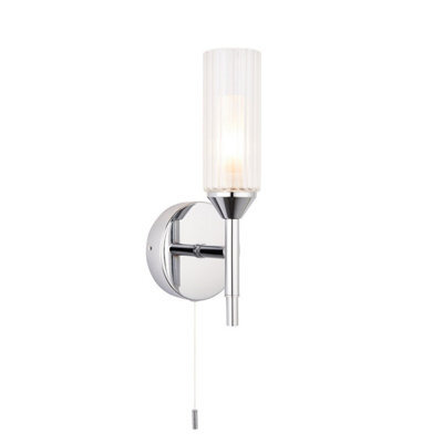 Luminosa Lighting Luminosa Casoria Bathroom Glass Wall Lamp, Chrome Plate, Ribbed Glass, Ip44 - image 1
